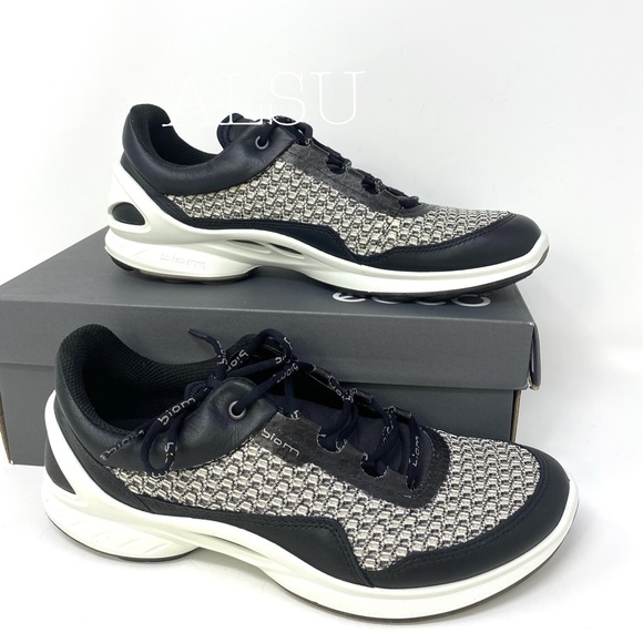 ECCO Biom Fjuel Leather Canvas Black White W - Picture 8 of 8